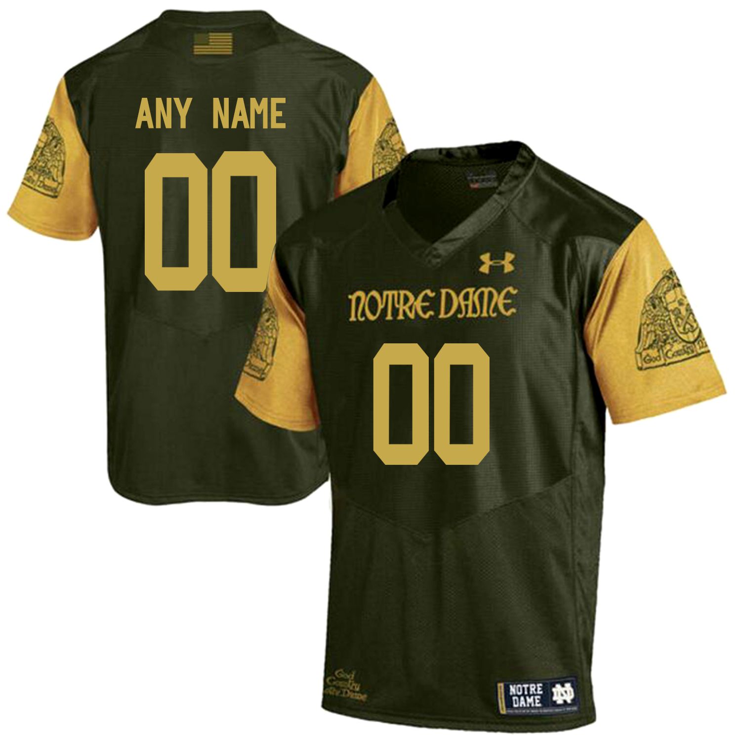 Men Norte Dame Fighting Irish #00 Any Name Green Customized NCAA Jerseys